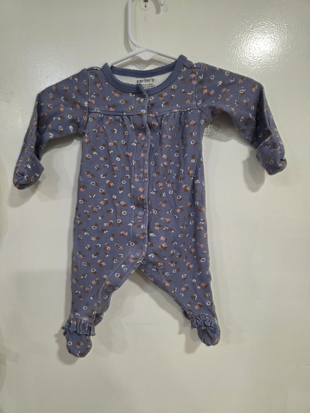 Carter's Blue Floral Footed Baby One-Piece